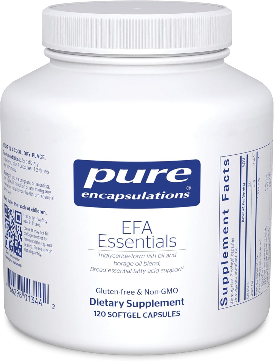 Pure Encapsulations EFA Essentials dietary supplement softgels for heart and joint health, 120 softgels.