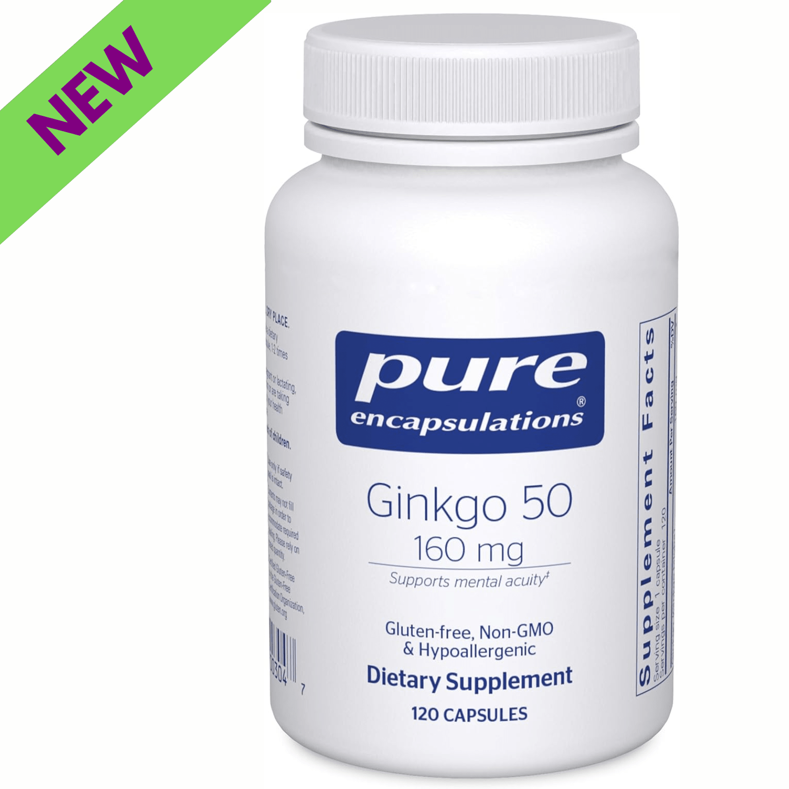 Pure Encapsulations Ginkgo 50 160mg dietary supplement capsules for circulation, oxygen, and memory support, 120 caps