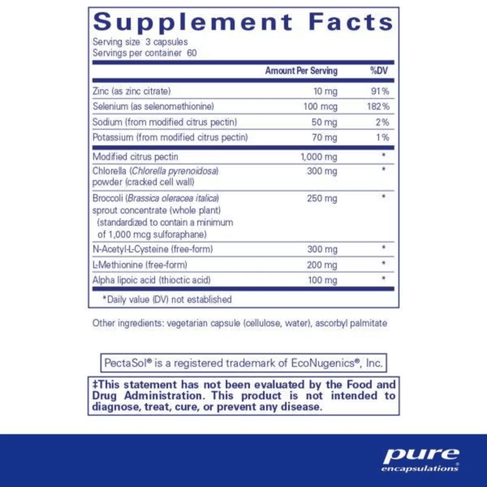 Pure Encapsulations HM Chelate Complex dietary supplement capsules in a bottle, improved formula, 180 capsules.