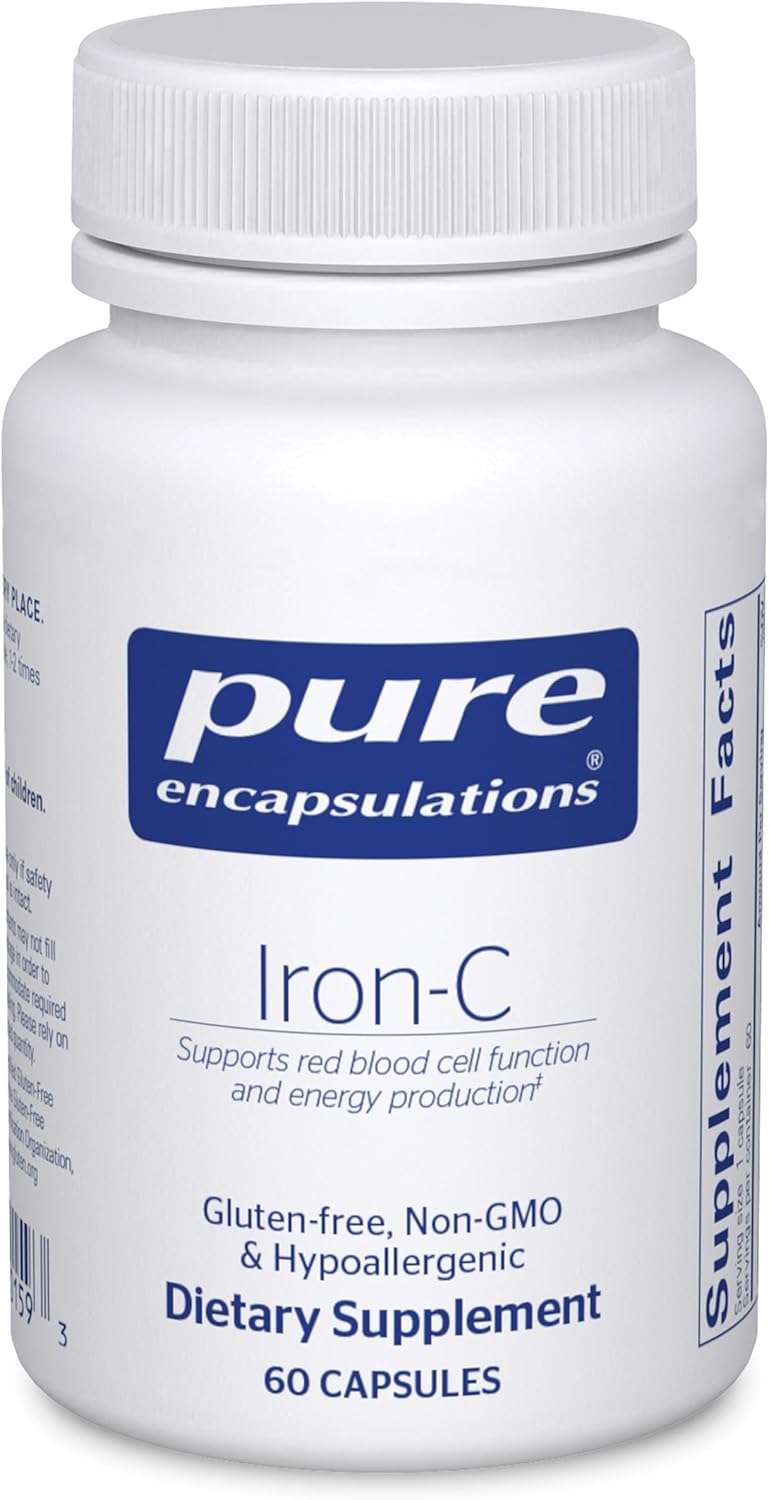 Pure Encapsulations Iron C dietary supplement capsules supporting energy and red blood cell formation, 60 capsules.