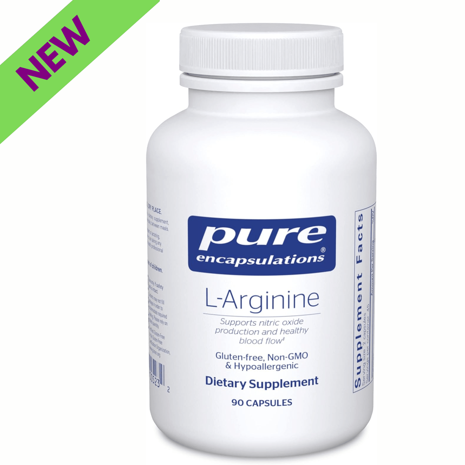Pure Encapsulations L-Arginine dietary supplement capsules, supports heart health and circulation, 90 capsules.