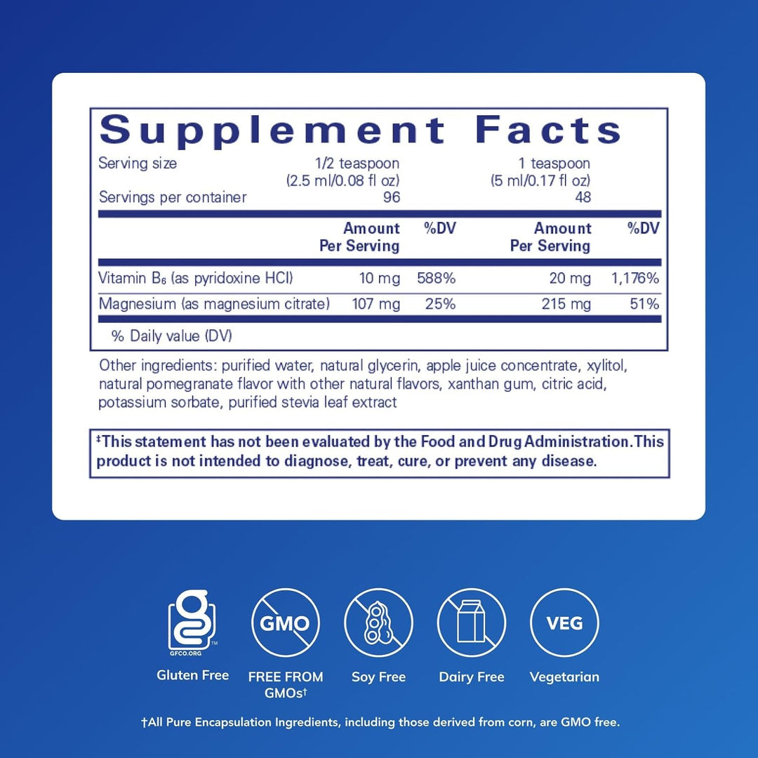 Pure Encapsulations Magnesium Liquid dietary supplement in 8.1 fl oz bottle supporting muscle and heart function.