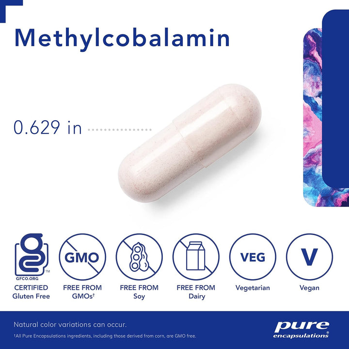 Pure Encapsulations Methylcobalamin B12 dietary supplement capsules for supporting memory and nerve health, 180 capsules.