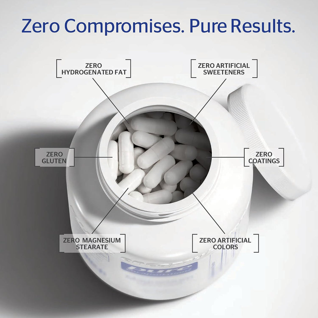Pure Encapsulations Mitochondria ATP energy supplement bottle with 120 caps for cell function and antioxidants.