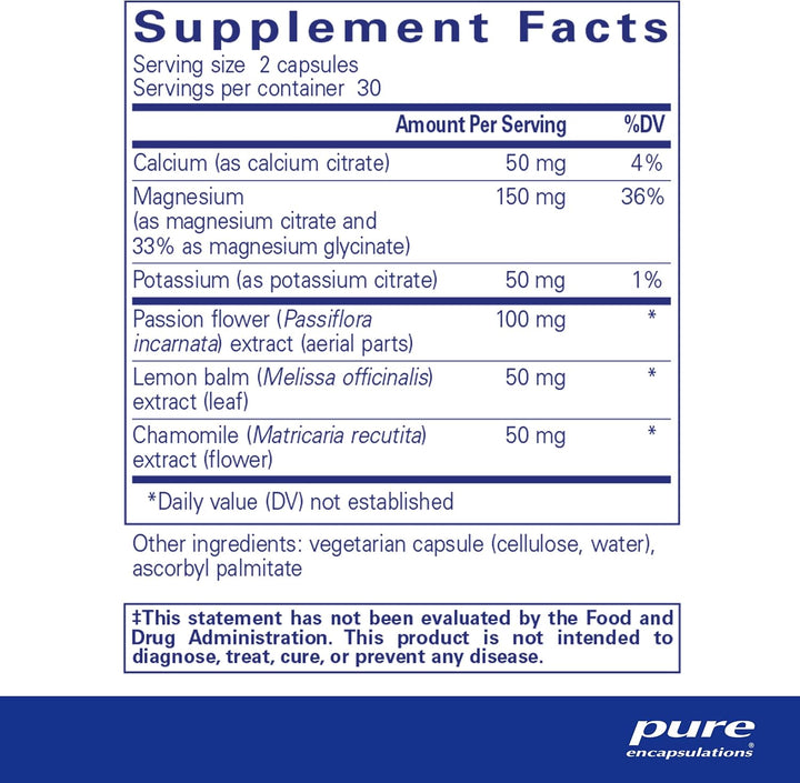 Pure Encapsulations Muscle Cramp Tension Formula dietary supplement capsules for muscle relaxation and tension relief.