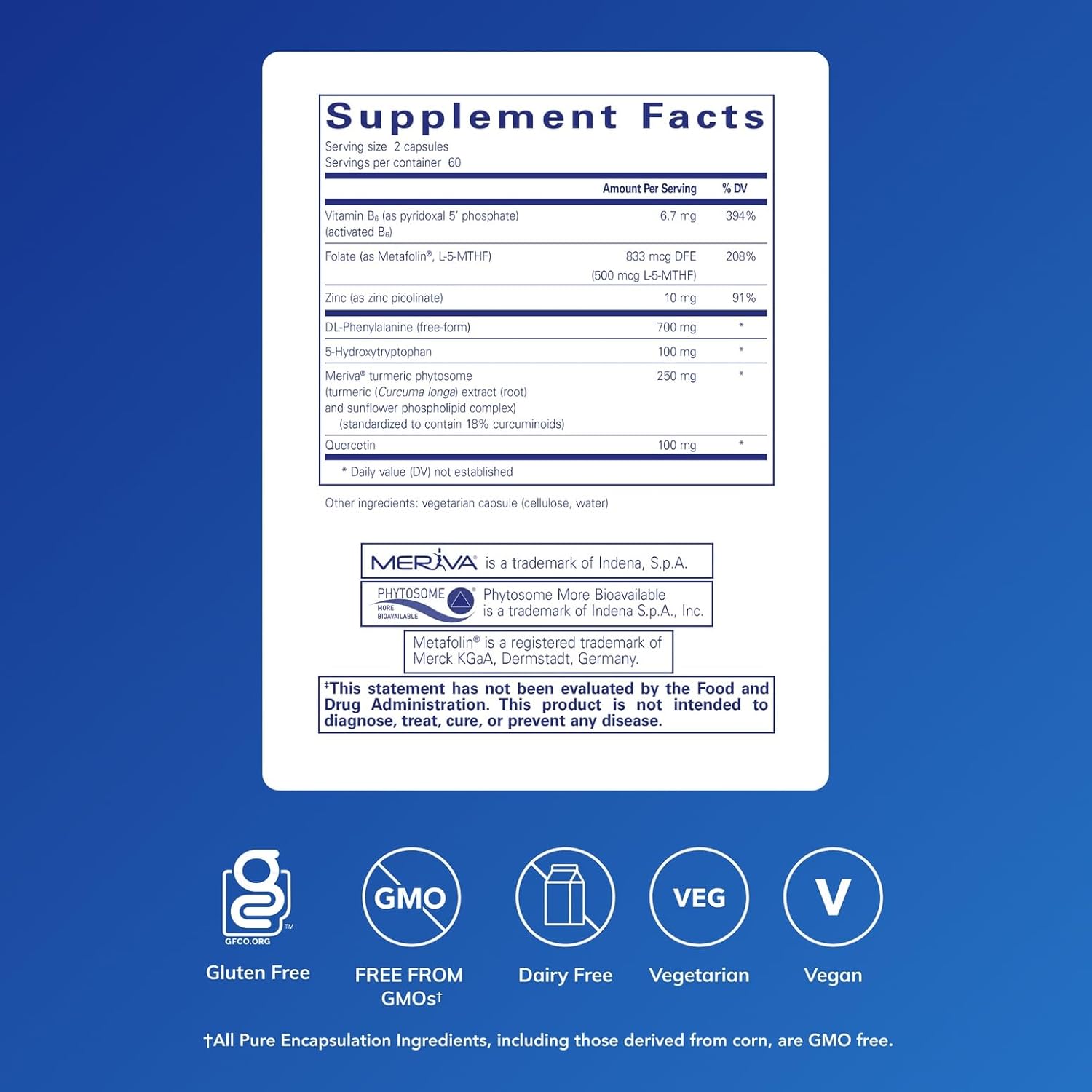 Pure Encapsulations NeuroPure dietary supplement bottle with 120 hypoallergenic capsules for supporting calm mood and mental balance.