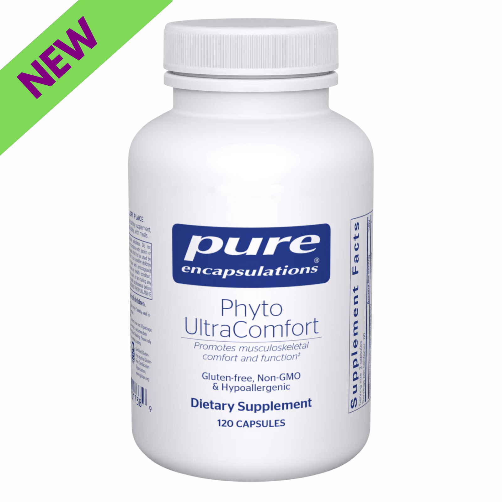 Pure Encapsulations Phyto Ultra Comfort dietary supplement bottle with 120 capsules for joint mobility support.