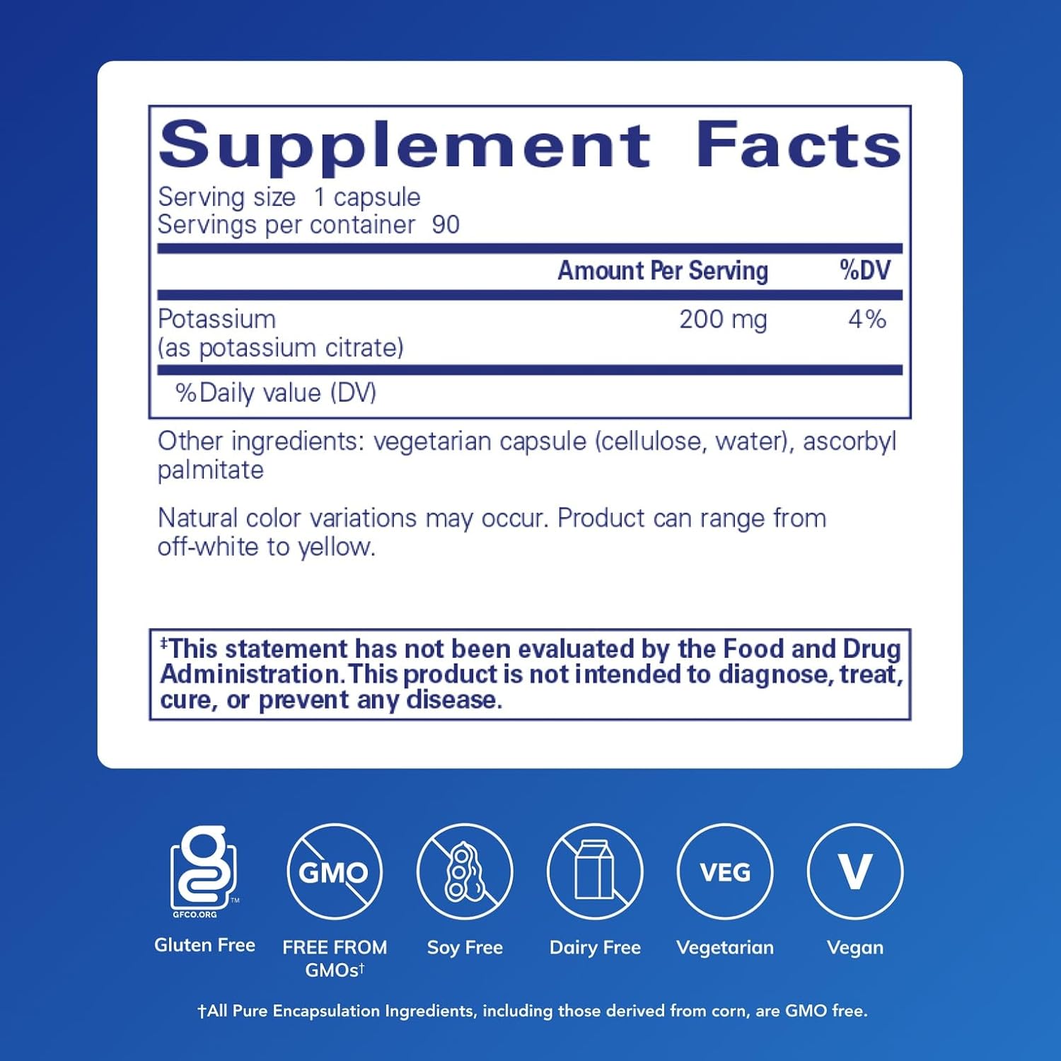 Pure Encapsulations Potassium Citrate dietary supplement capsules supporting nerve and muscle function, 90 caps.