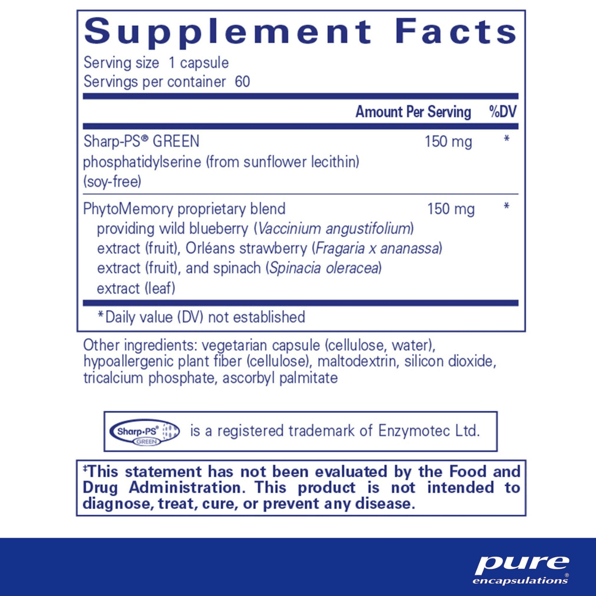 Pure Encapsulations PS Plus cognitive support dietary supplement capsules for brain health, 60 capsules.