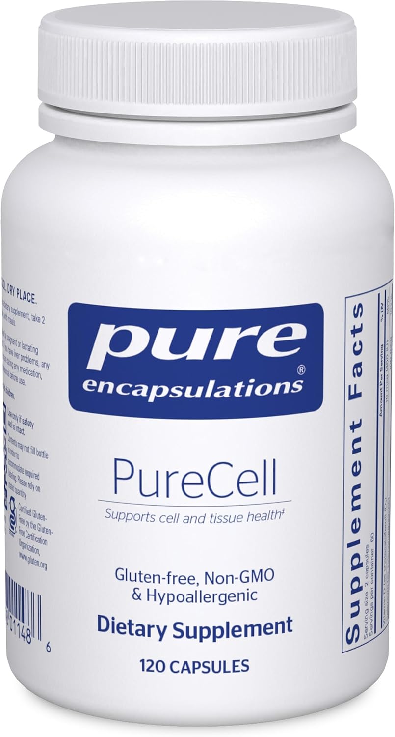 Pure Encapsulations PureCell dietary supplement in 120 capsules, supporting cellular function and overall health.