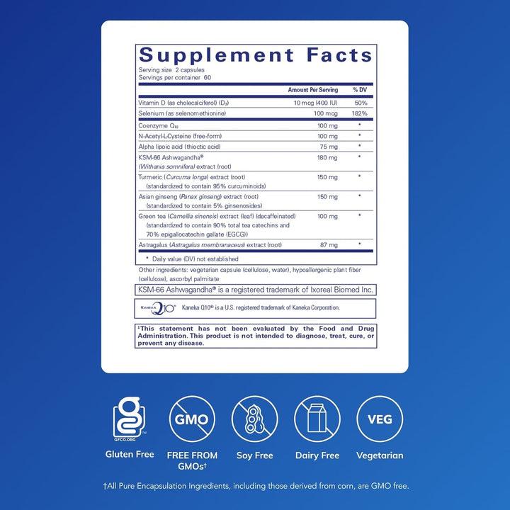 Pure Encapsulations PureCell dietary supplement bottles with 120 capsules supporting cellular function and overall health.