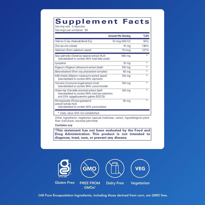 Pure Encapsulations SP Ultimate Supports Prostate Cellular Health dietary supplement bottles with 180 capsules.