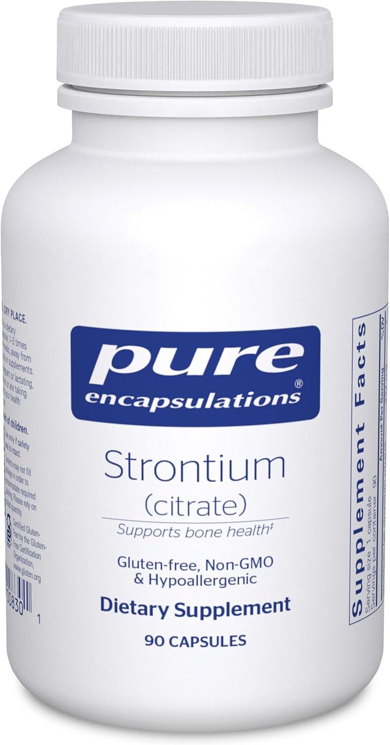 Pure Encapsulations Strontium Citrate dietary supplement capsules supporting bone strength, 90 capsules.