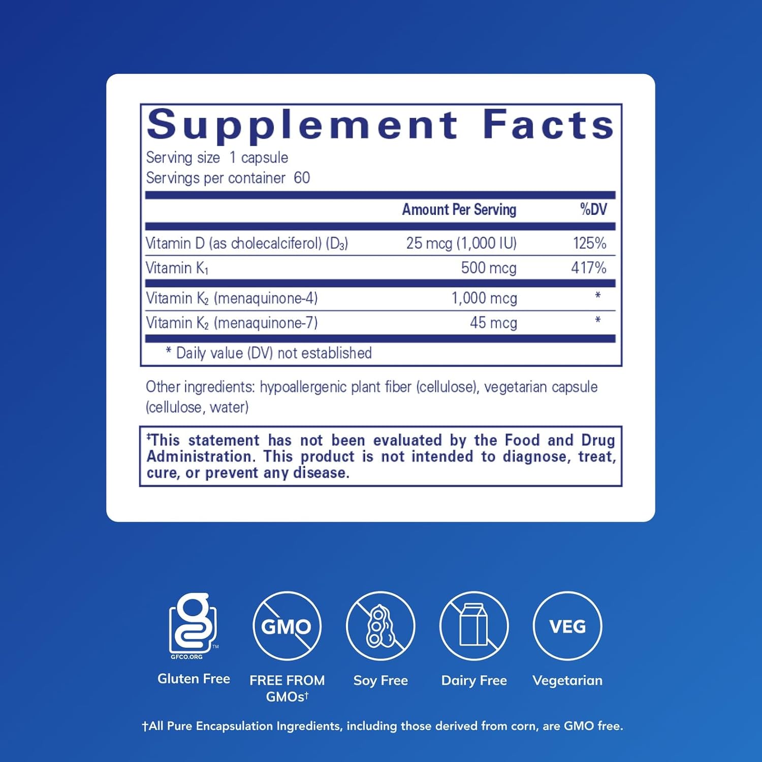 Pure Encapsulations Synergy K dietary supplement capsules supporting bone and vascular health, 60 capsules.