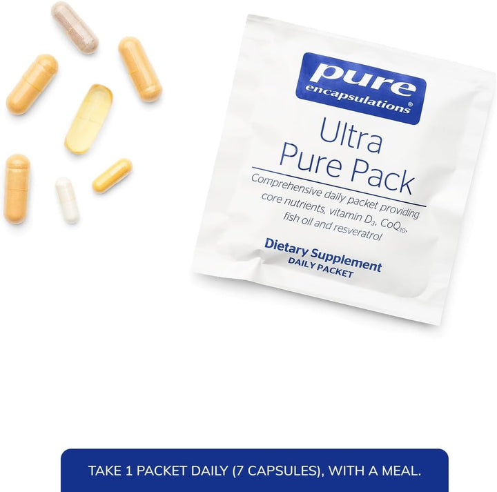 Pure Encapsulations Ultra Pure Pack daily multivitamin dietary supplement packets, designed for comprehensive nutritional support.