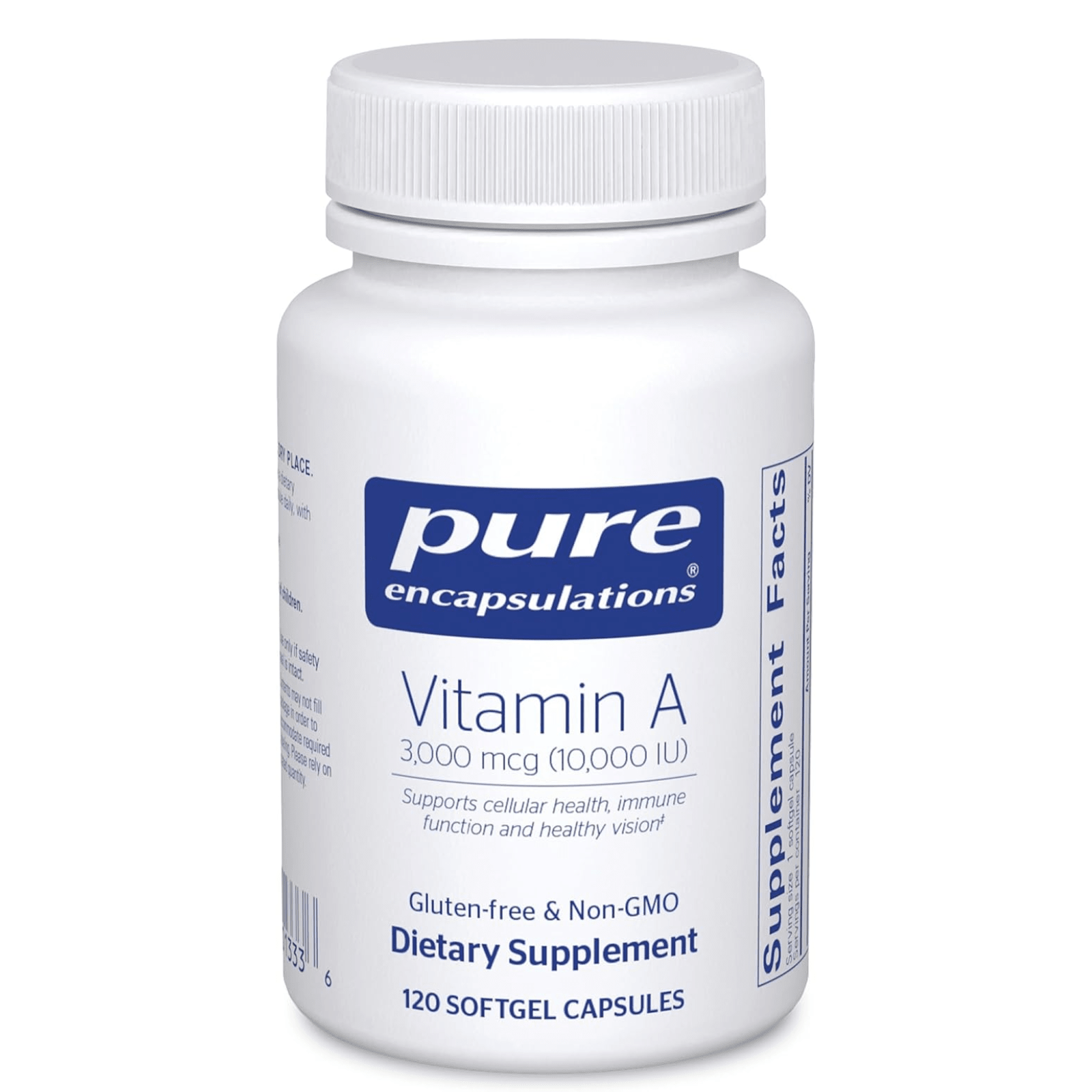 Pure Encapsulations Vitamin A Cod Liver Oil supplement in 120 softgels, 10,000 IU dietary supplement for eye and immune health
