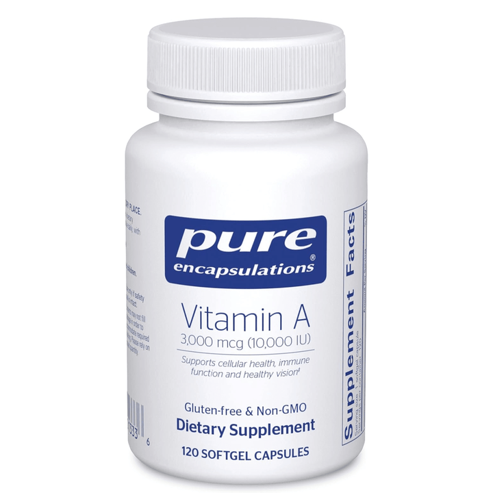 Pure Encapsulations Vitamin A Cod Liver Oil supplement in 120 softgels, 10,000 IU dietary supplement for eye and immune health