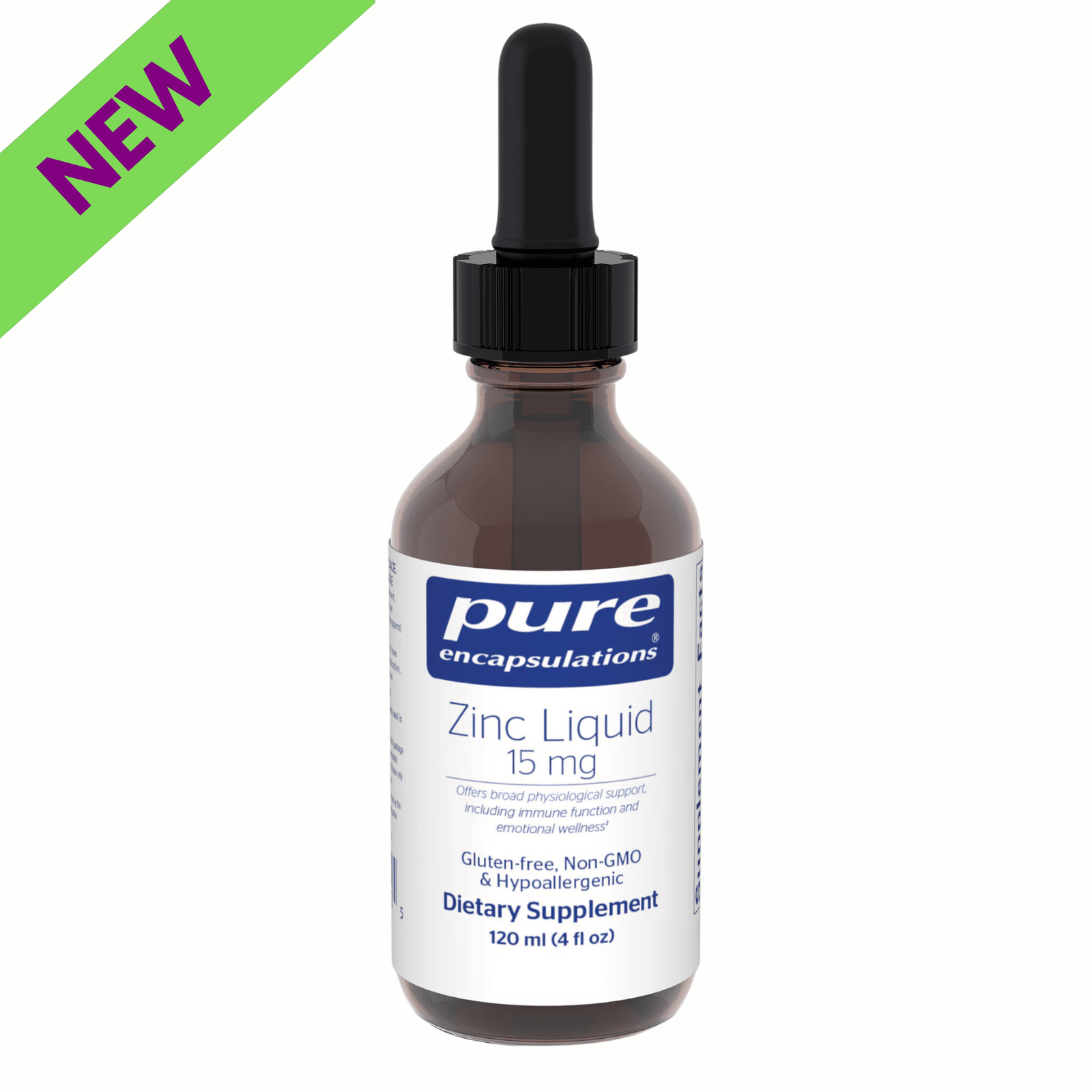 Pure Encapsulations Zinc Liquid dietary supplement for immune support and cell health, 120 ml bottle.