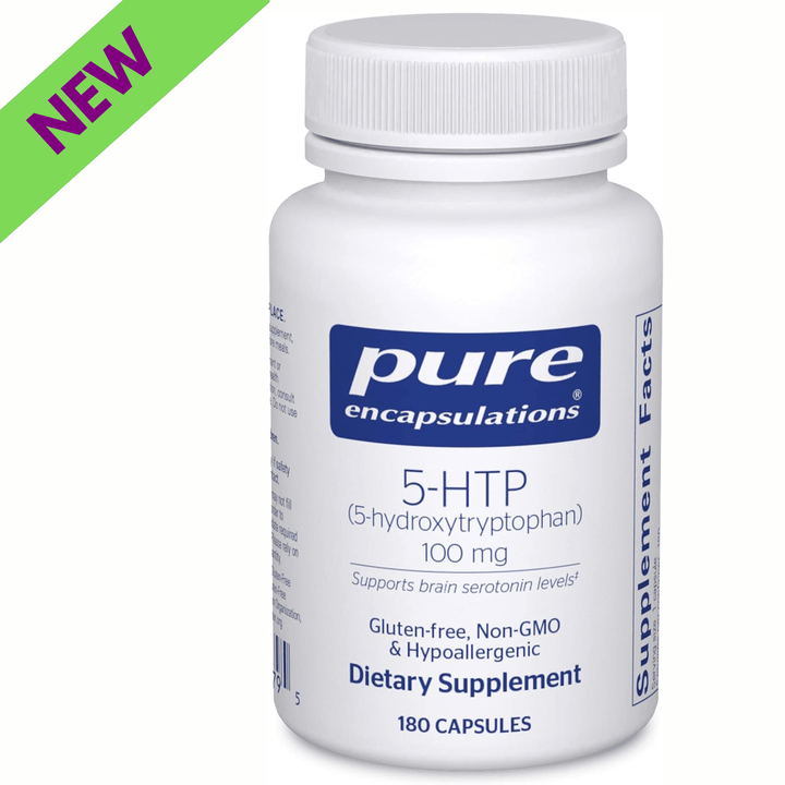 Pure Encapsulations 5HTP 100 mg mood and sleep support vegan capsules, dietary supplement for relaxation and well-being.
