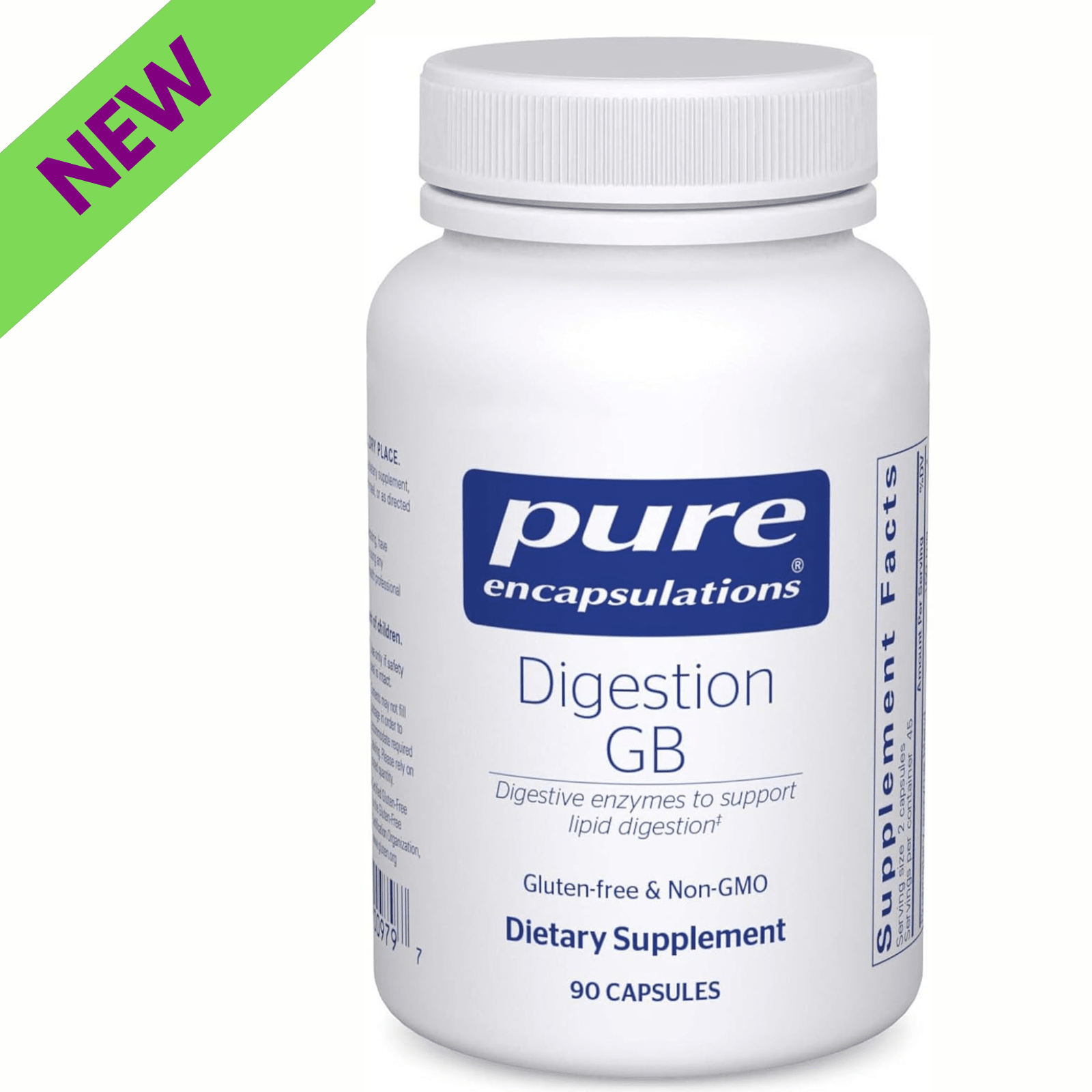 Pure Encapsulations Digestion GB digestive enzyme supplement bottles, supporting gut health with 90 capsules.