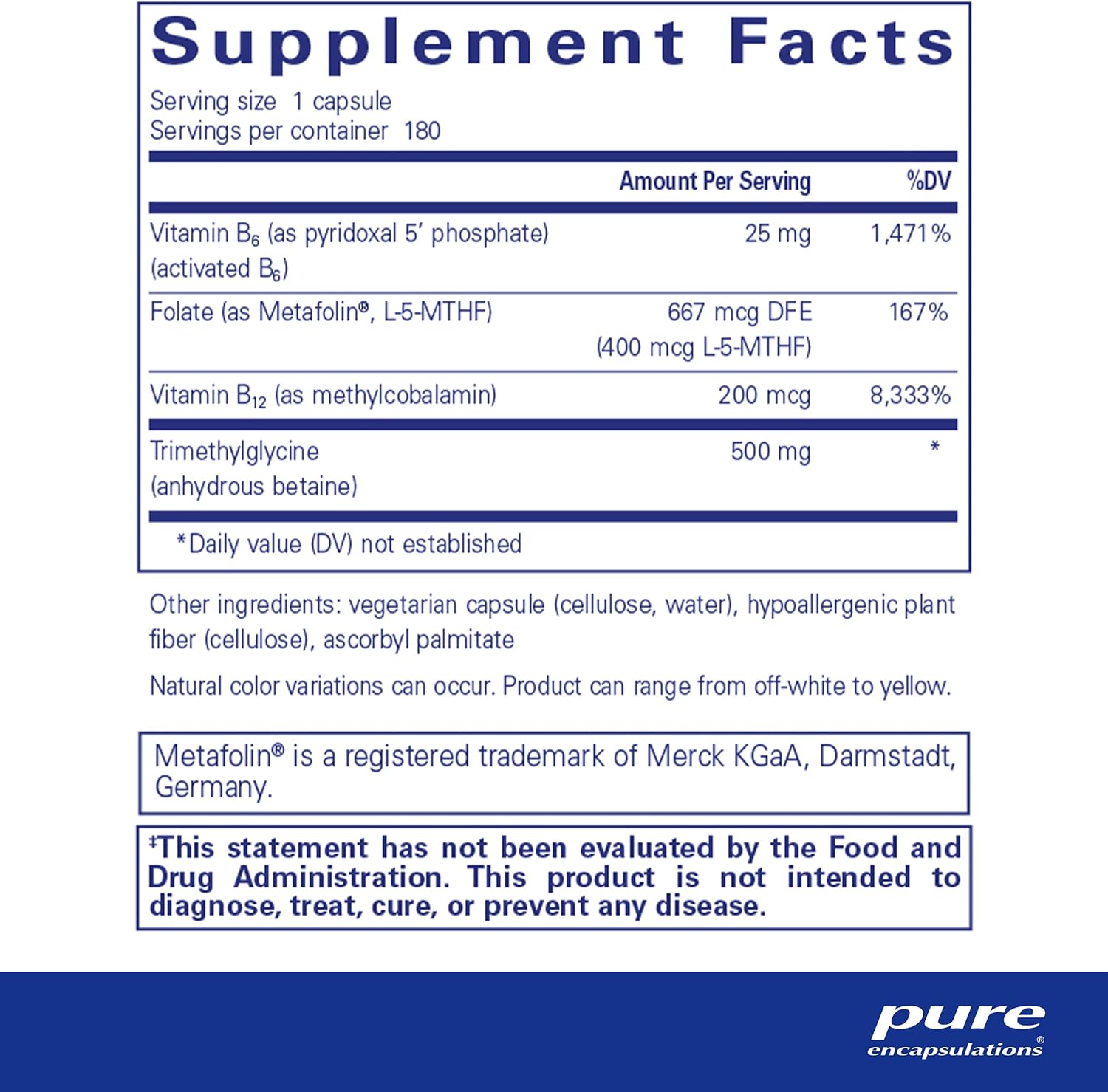 Pure Encapsulations Homocysteine Factors vegan digestive enzyme supplement capsules in a bottle.