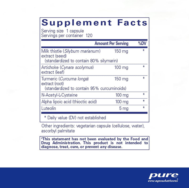 Pure Encapsulations LVR Formula supplement box with 120 capsules, designed to support liver health and digestion.