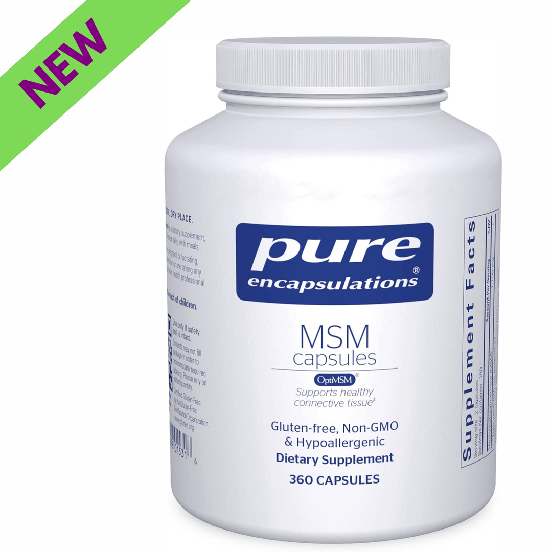 Pure Encapsulations MSM capsules for joint support, vegan formula, 360 capsules, dietary supplement with digestive enzyme blend.