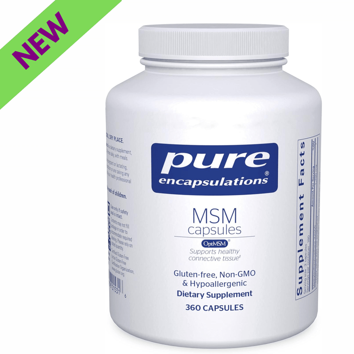 Pure Encapsulations MSM capsules for joint support, vegan formula, 360 capsules, dietary supplement with digestive enzyme blend.