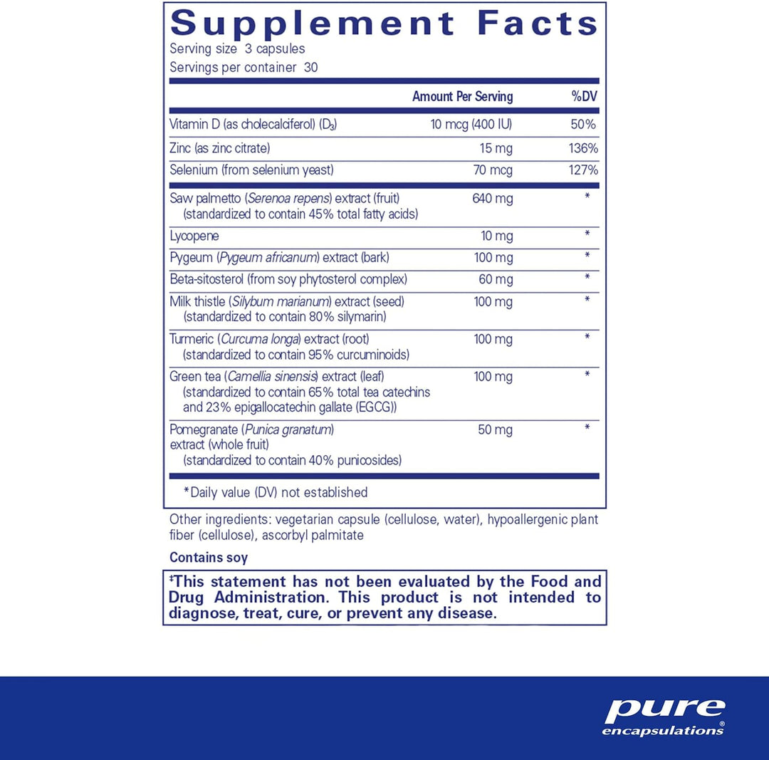 Pure Encapsulations SP Ultimate Prostate Cellular Support supplement bottle with 90 capsules, featuring digestive enzyme formula.