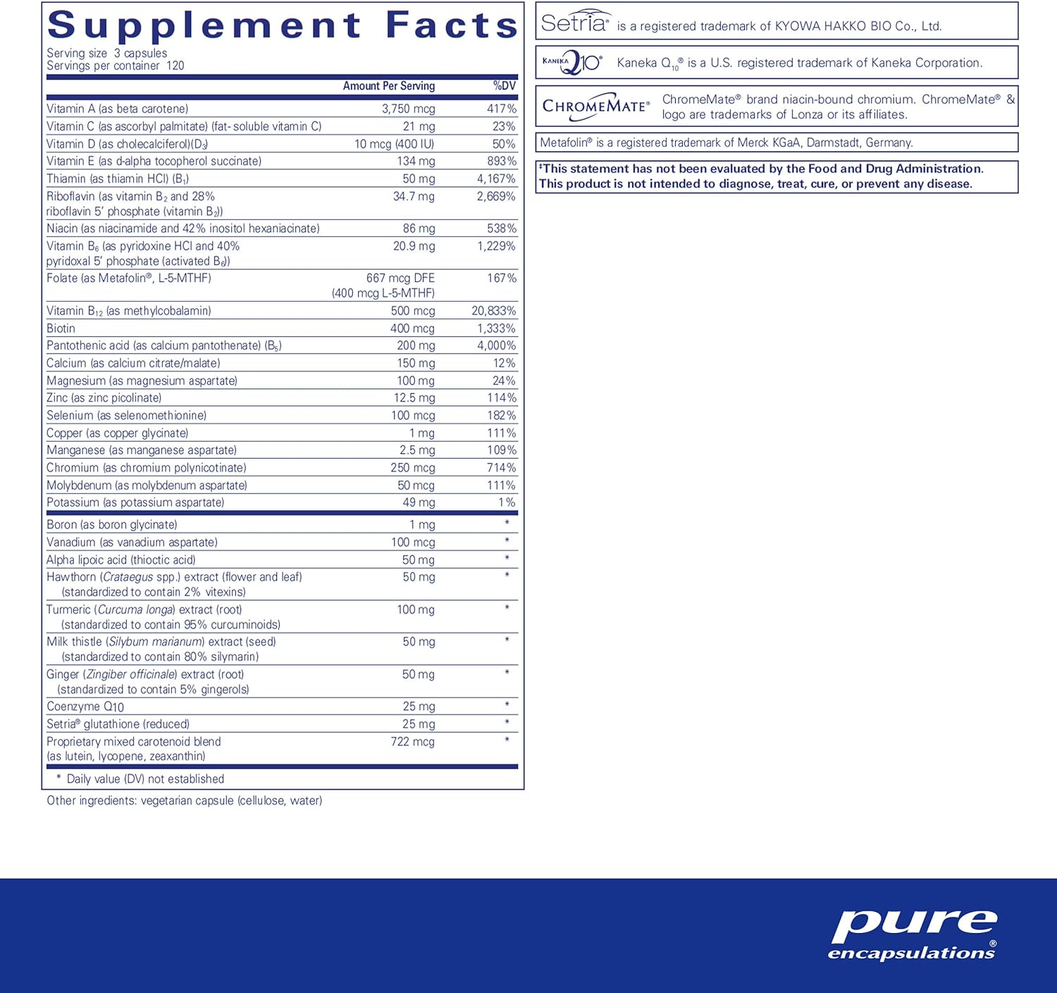 Pure Encapsulations UltraNutrient multivitamin and digestive enzyme supplement in a bottle of 360 capsules.