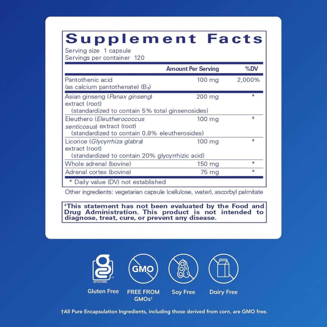 Pure Encapsulations ADR Formula supplement for immune and adrenal support, hypoallergenic dietary capsules, 120 count