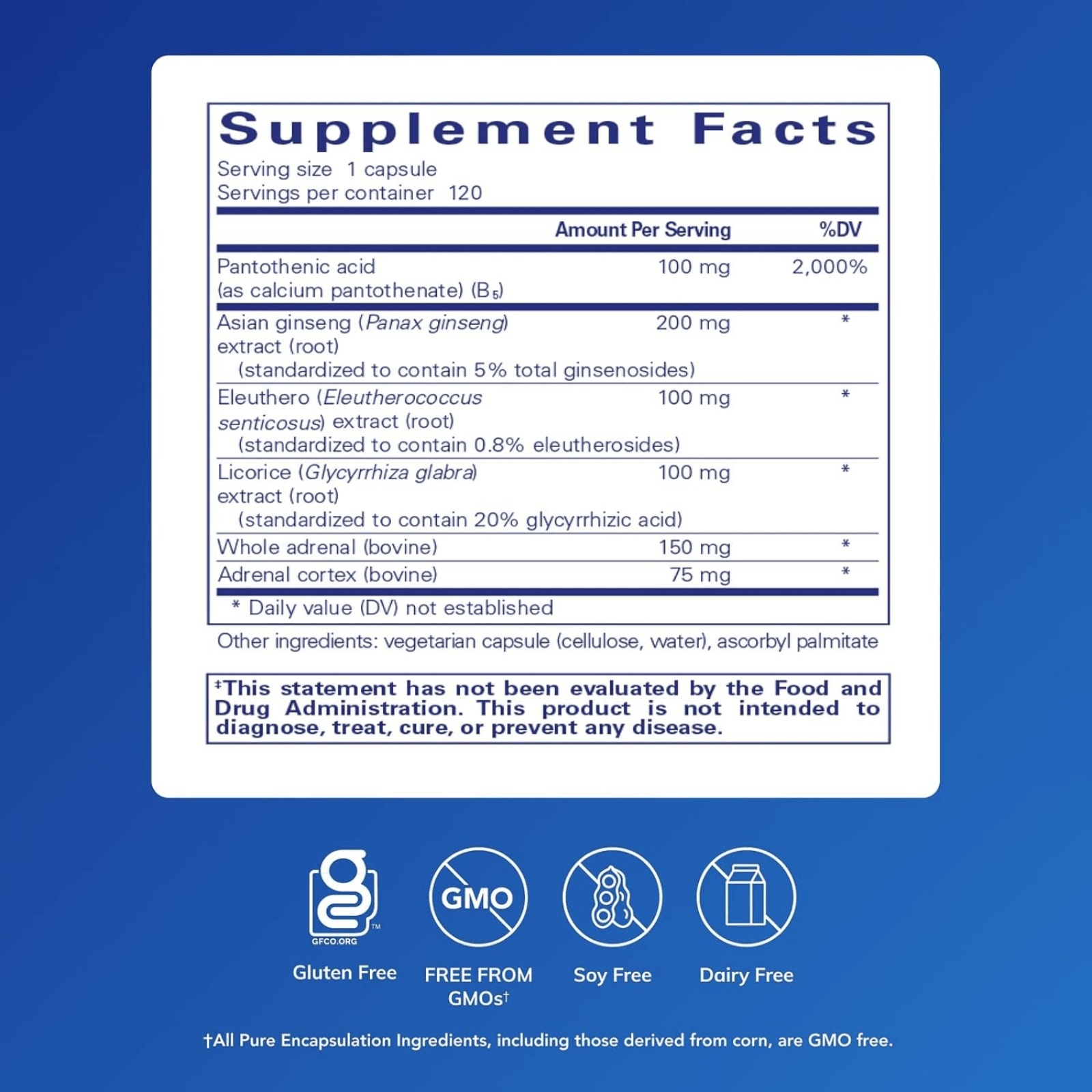 Pure Encapsulations ADR Formula supplement for immune and adrenal support, hypoallergenic dietary capsules, 120 count