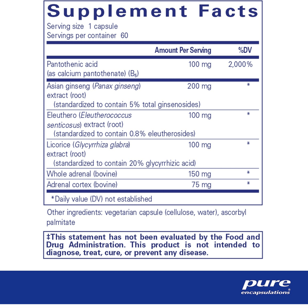 Pure Encapsulations ADR Formula hypoallergenic dietary supplement capsules supporting immune and adrenal function in a bottle