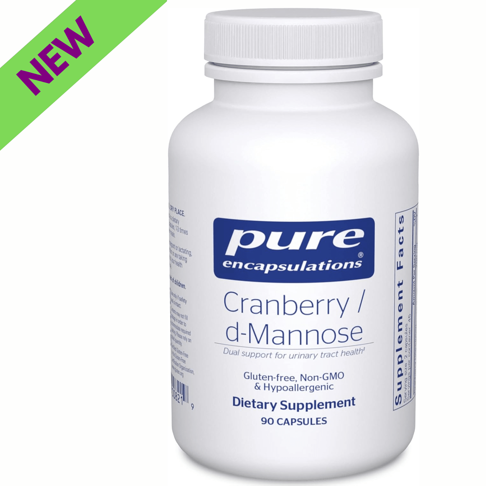 Pure Encapsulations Cranberry D-Mannose hypoallergenic dietary supplement capsules supporting urinary health in a bottle.
