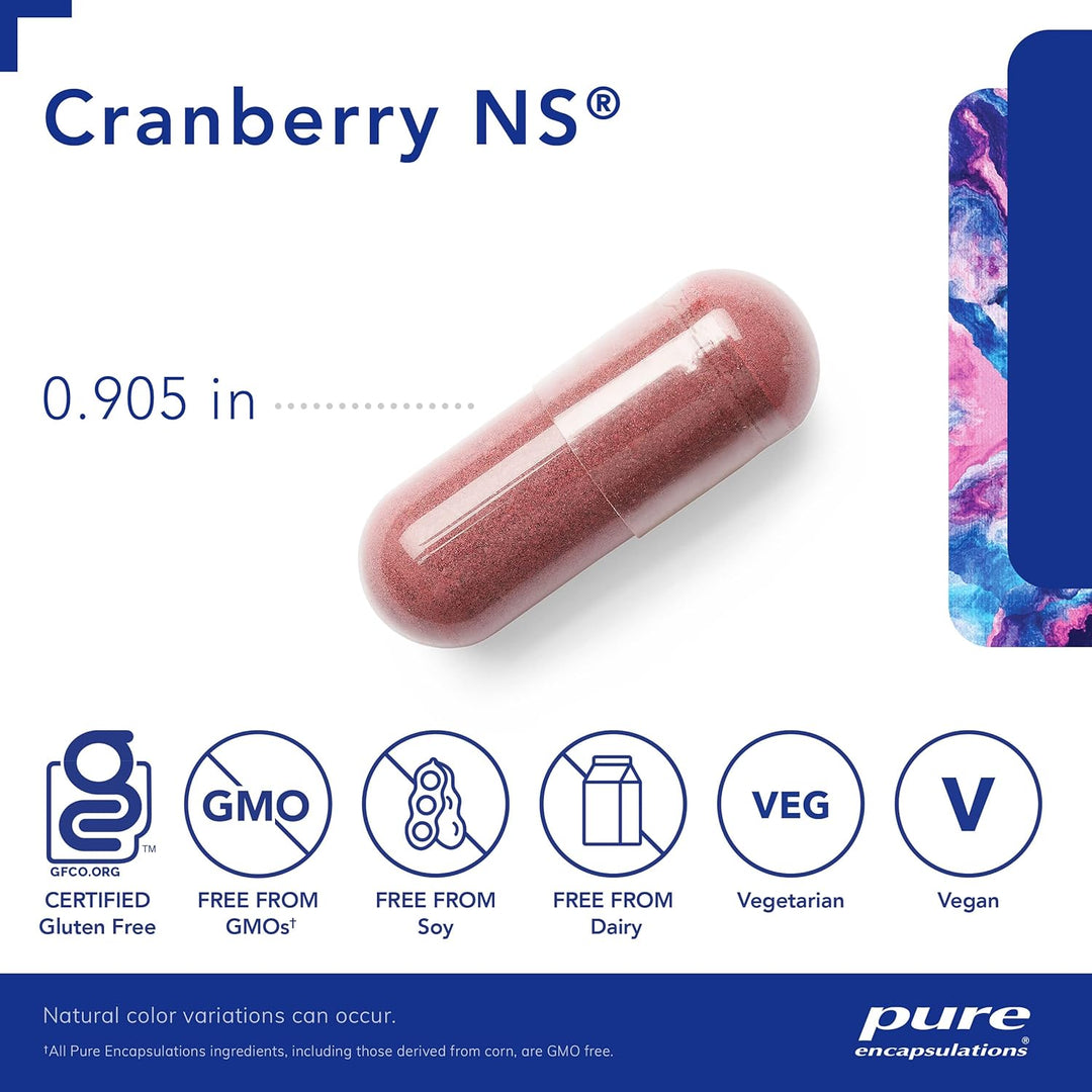 Pure Encapsulations Cranberry NS dietary supplement in 180 capsules, supports urinary health, hypoallergenic formula.