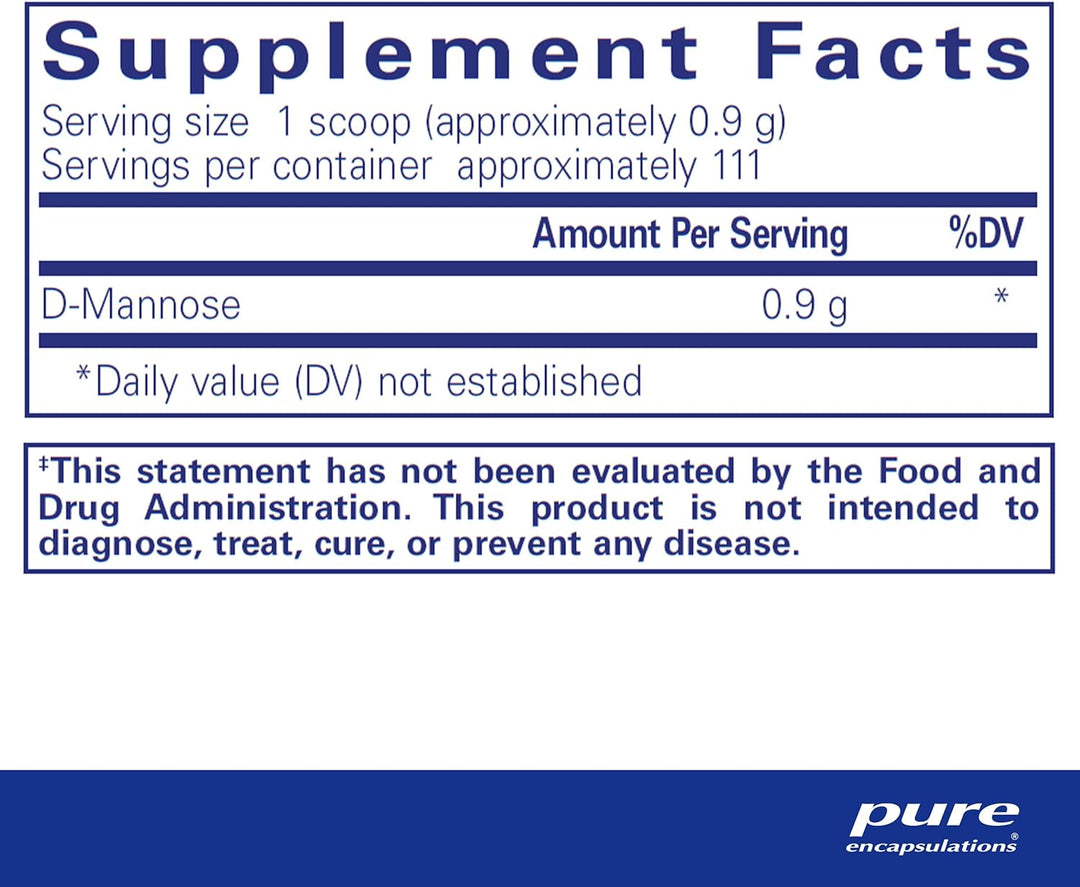 Pure Encapsulations D-Mannose Powder dietary supplement for urinary tract and bladder health, 100g hypoallergenic formula