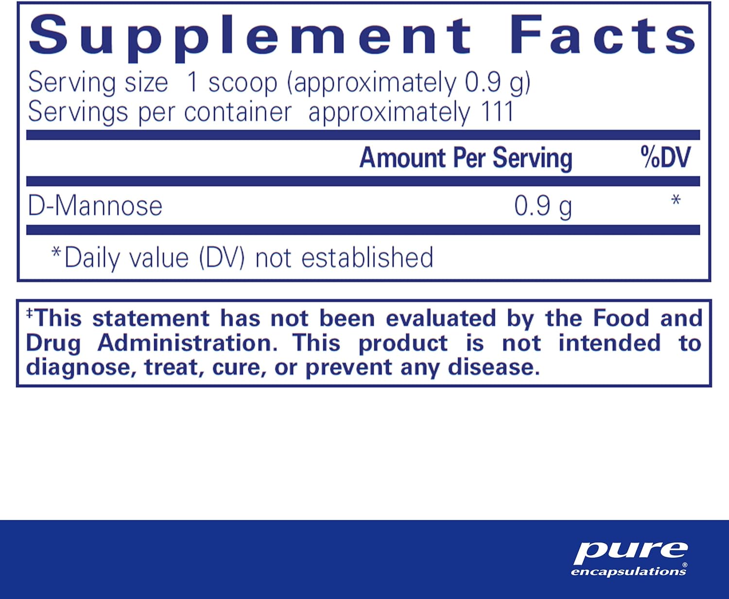 Pure Encapsulations D-Mannose Powder supplement for urinary tract and bladder health, 100g hypoallergenic dietary supplement.