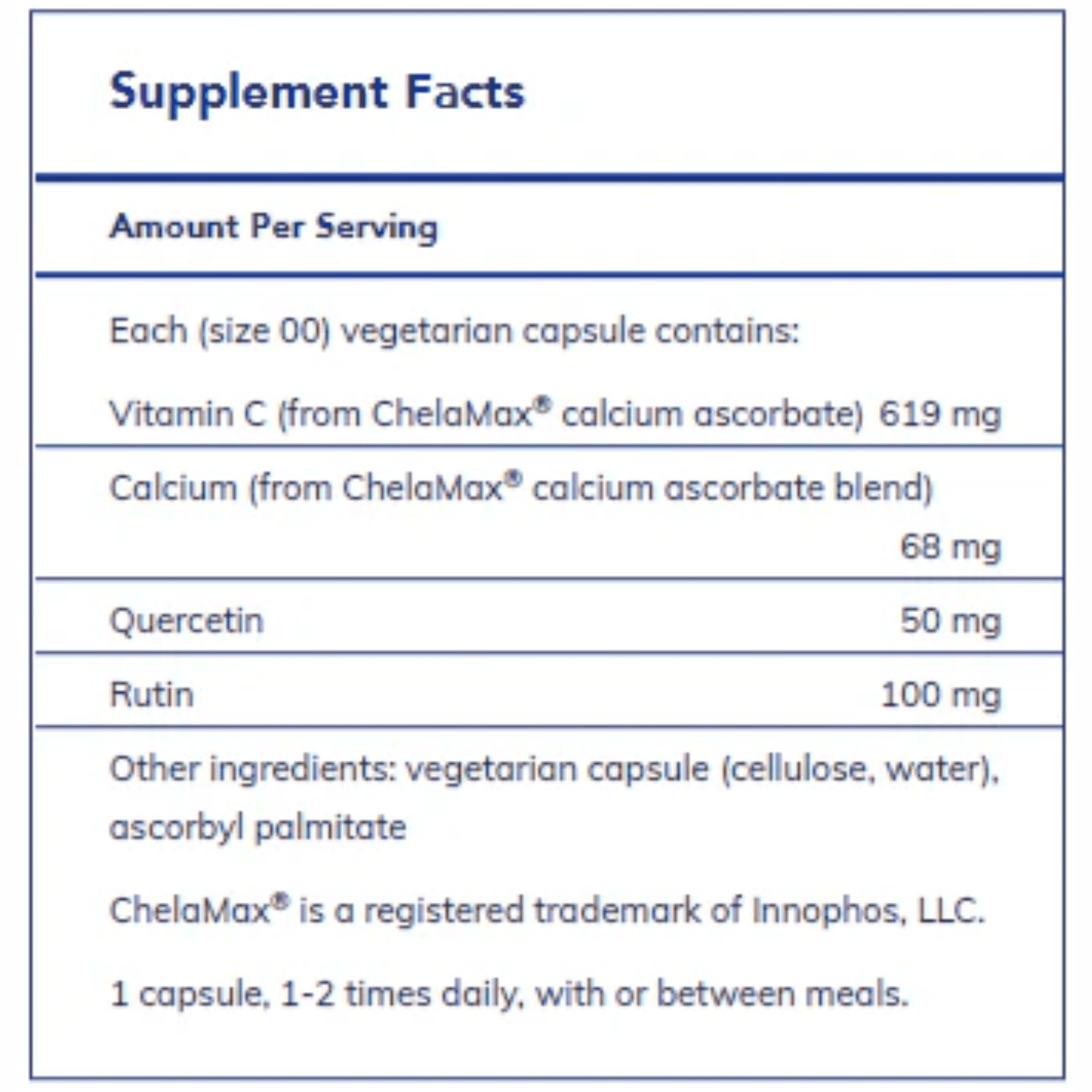 Pure Encapsulations Essential-C and Flavonoids vegan supplement bottle with 180 hypoallergenic dietary capsules.