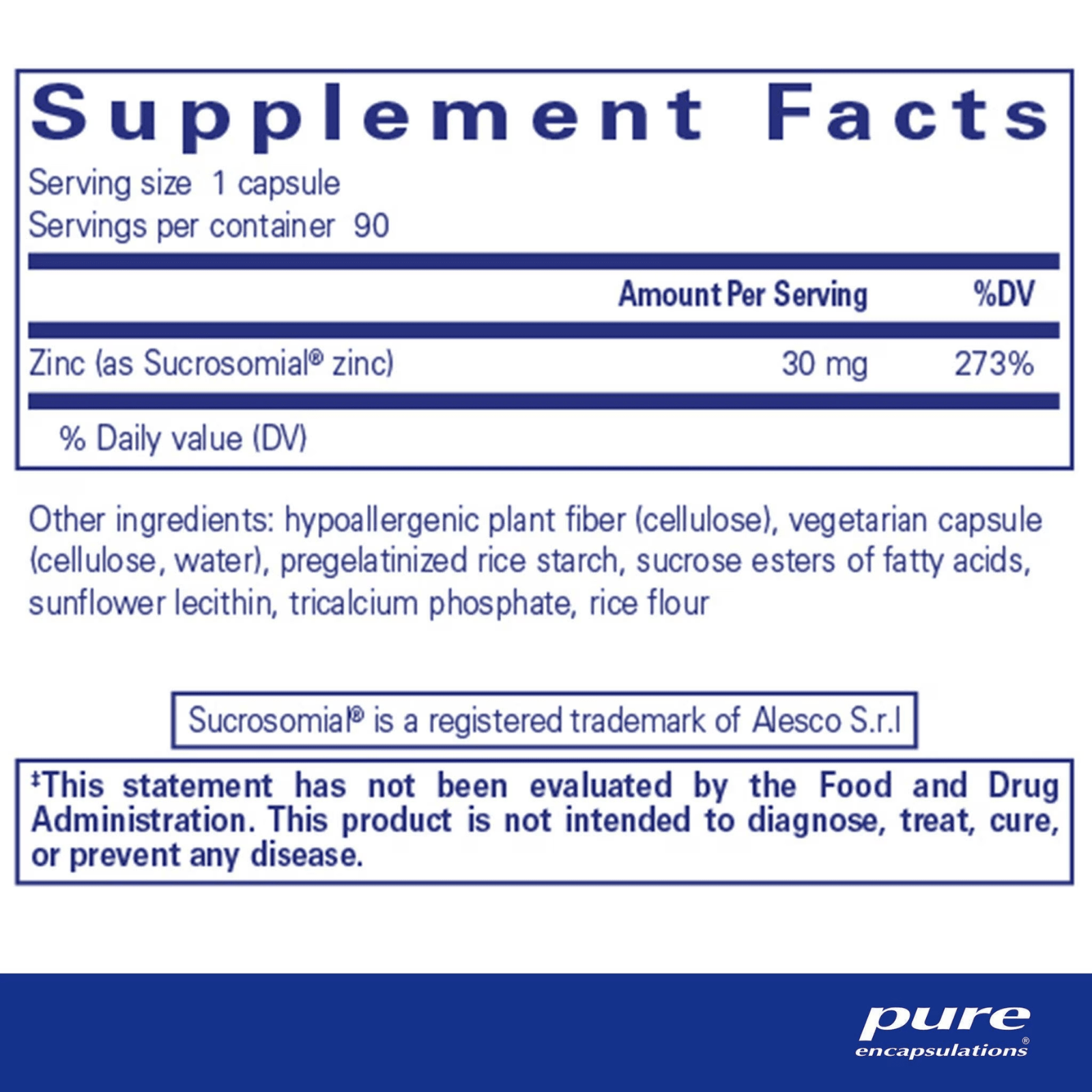 Pure Encapsulations UltraZin Zinc mineral supplement capsules supporting immune and cellular health, shown in a white bottle.