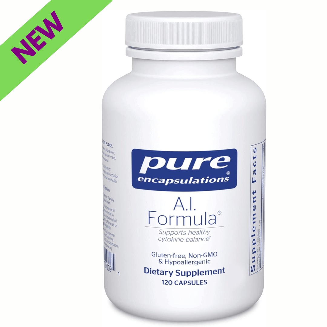 Pure Encapsulations A.I Formula supplement in a bottle of 120 capsules, supporting immune response with nutrient-rich ingredients.