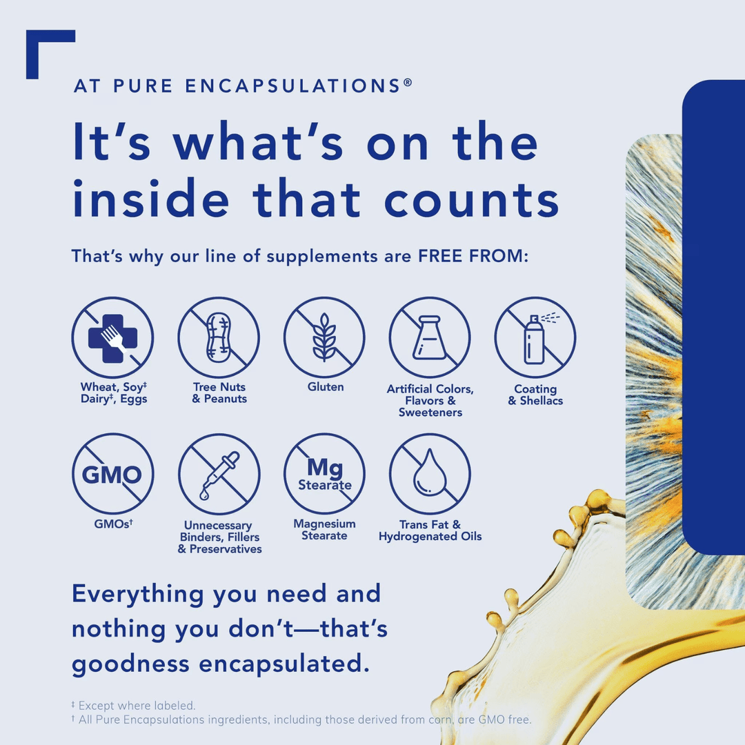 Pure Encapsulations Glucose Support Formula supplement in a bottle of 120 capsules, nutrient-rich dietary supplement for blood sugar support.