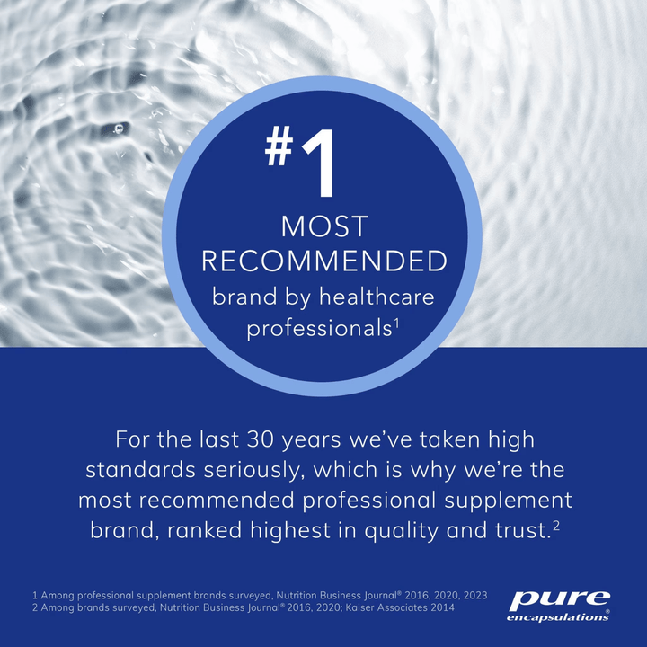 Pure Encapsulations Glucose Support Formula supplement bottles with 120 capsules, a nutrient-rich supplement for healthy blood sugar levels.