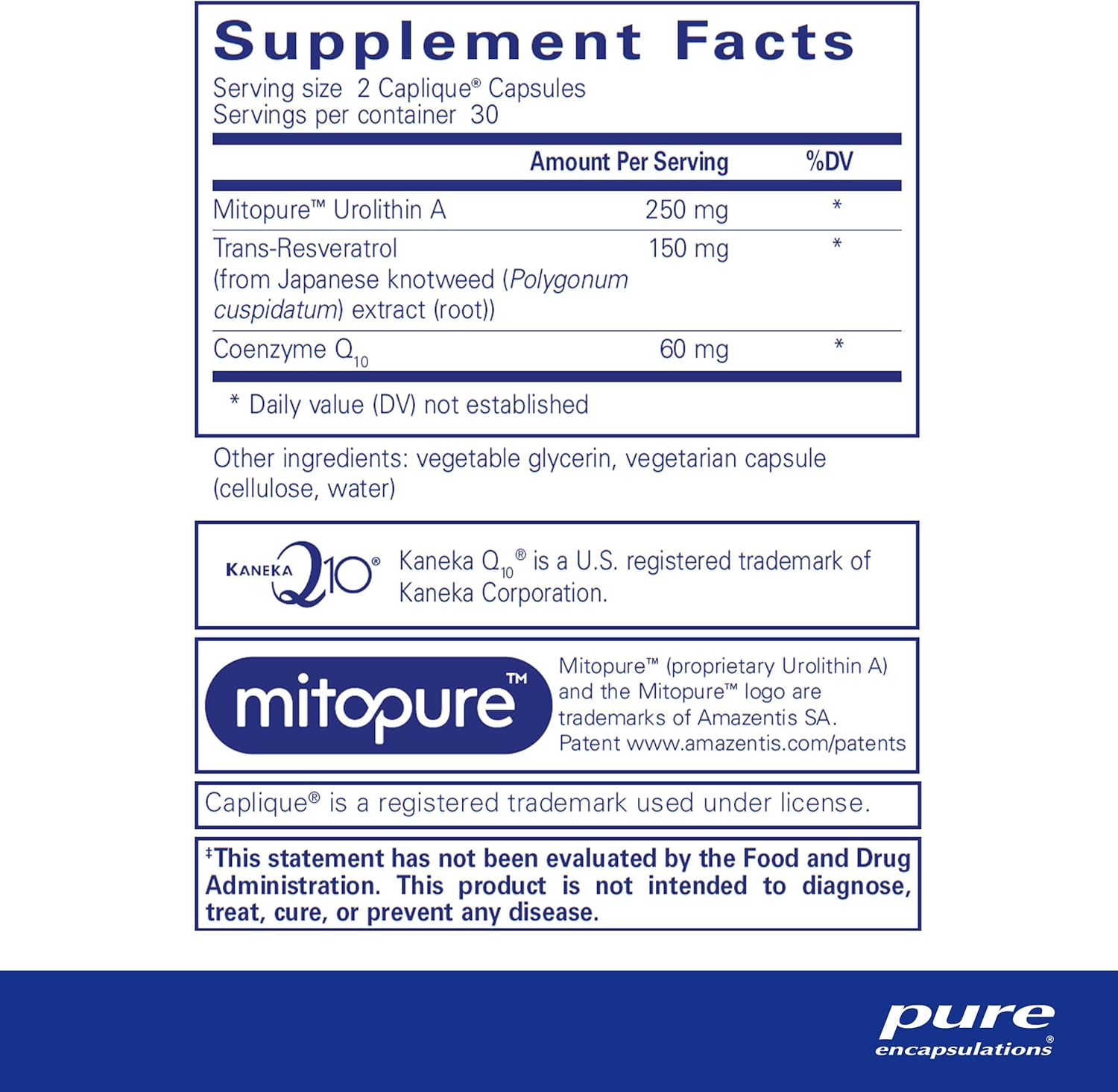 Pure Encapsulations Renual Urolithin A supplement bottle with 60 capsule caps, designed to support muscle energy and overall vitality.