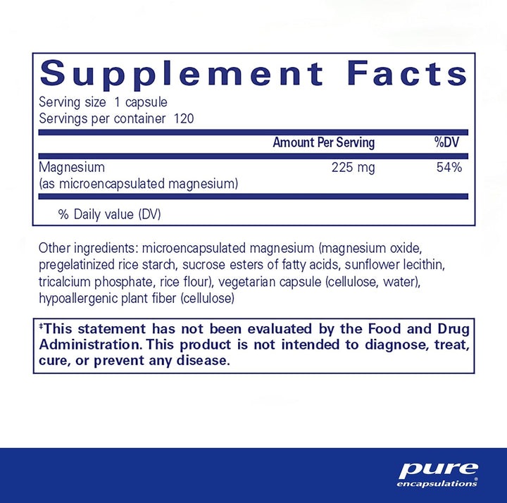Pure Encapsulations UltraMag Magnesium supplement bottle with 120 capsules, supporting bone and muscle health, vitamin D3 included.