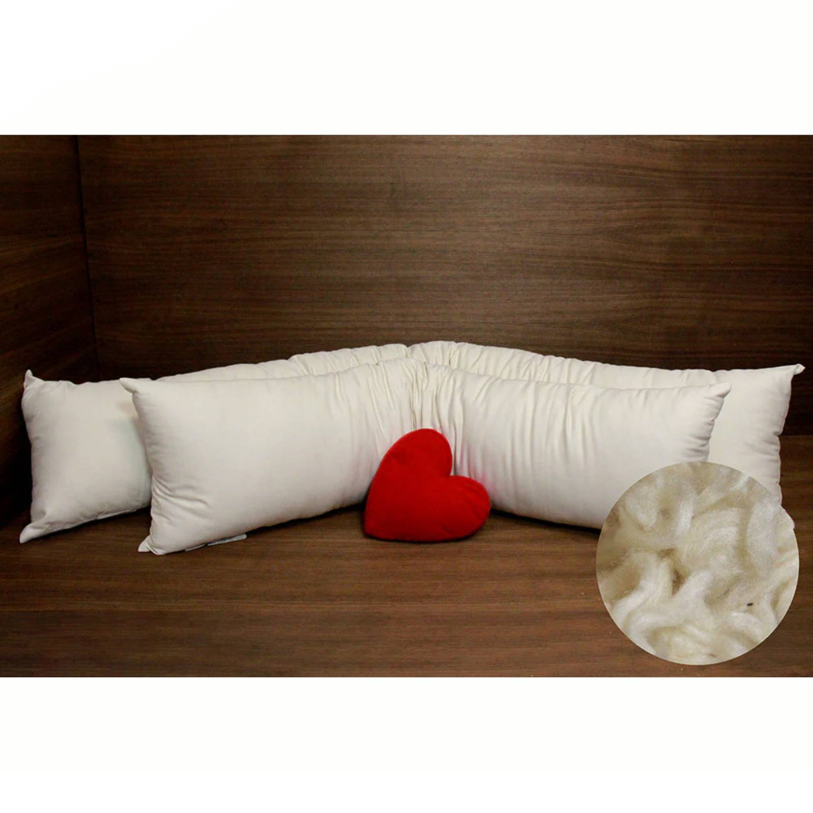 Soaring Heart premium organic small kapok body pillow with handmade bedding, showcasing soft, natural fabric and plush filling.