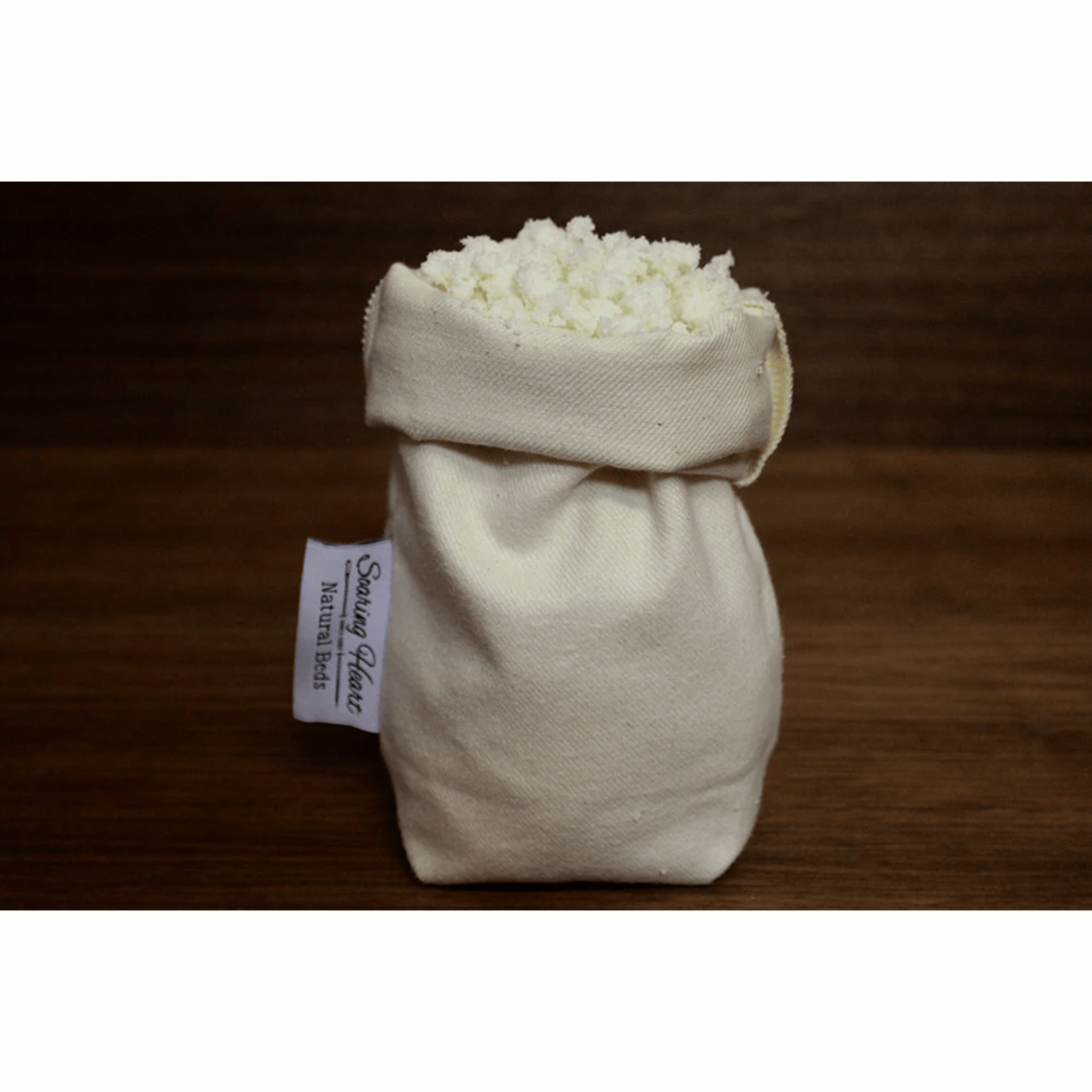 Soaring Heart organic shredded latex and wool travel pillow for kids, 14 x 20 inches, with soft, natural filling and fabric.