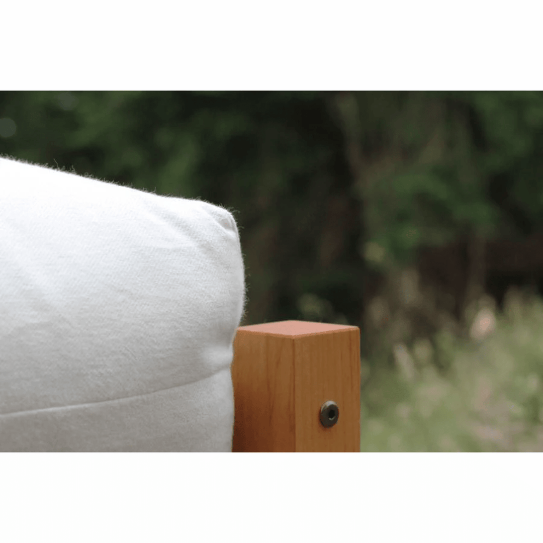 Soaring Heart organic cotton wool futon mattress on yoga bolster, full size, soft and comfortable for relaxation or yoga practice.