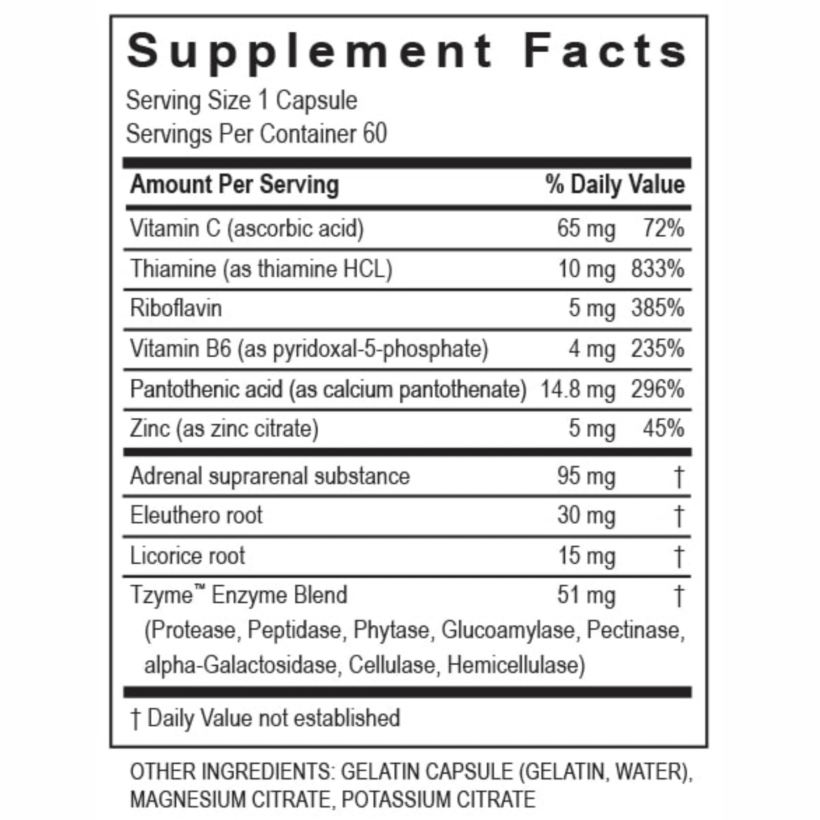 Transformation Enzymes herbal dietary supplement bottle with 60 capsules, featuring colorful label and supplement details.