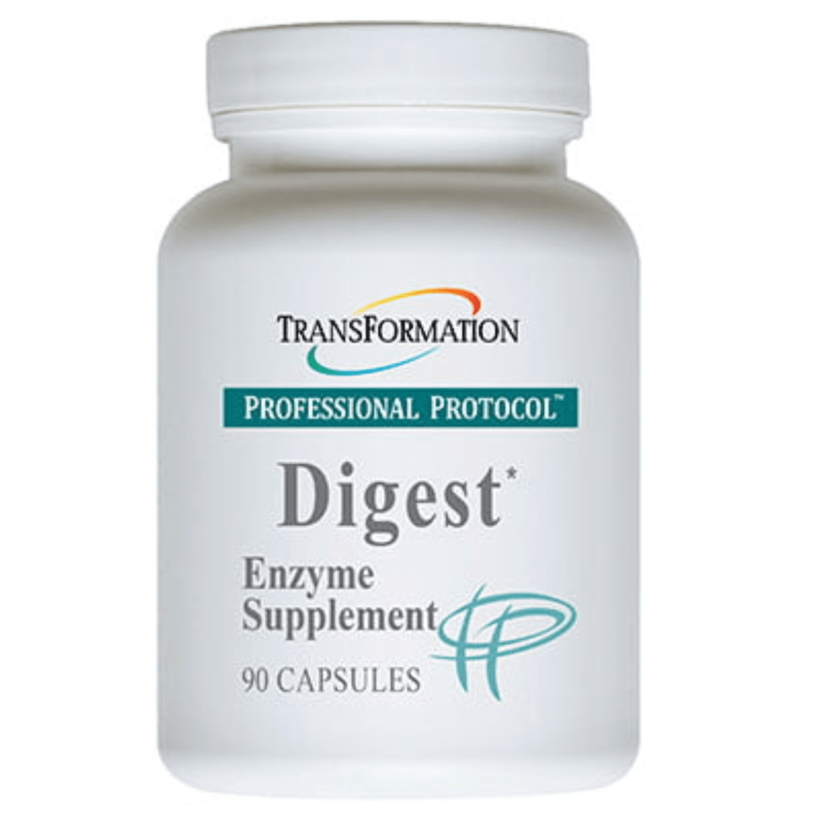 Transformation Enzymes Digestive Health Support bottle with 90 caps of protease and 60 caps of probiotics, supplement for digestion.