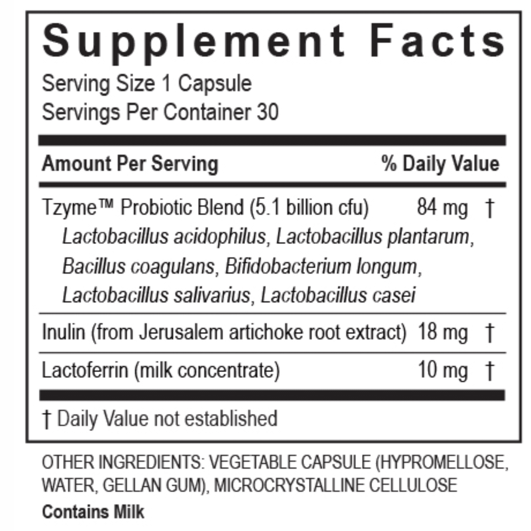 Transformation Enzymes Digestive Health Support capsules, including Protease and Probiotics, in a clear bottle with label.